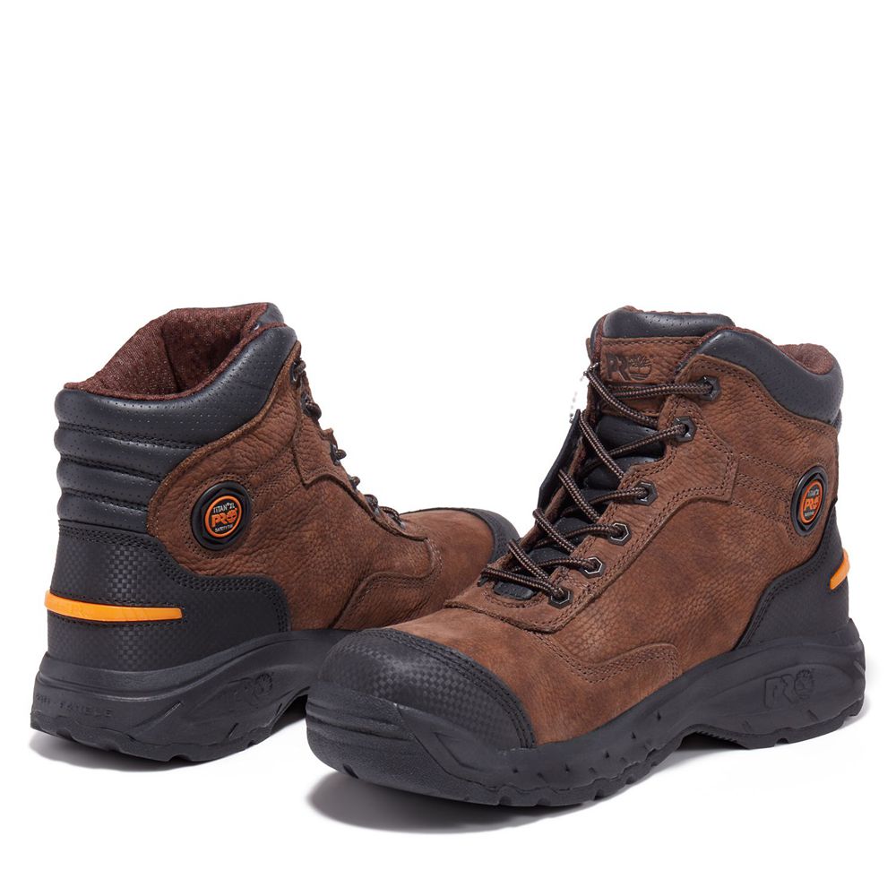 Timberland Μποτακια Εργασίας Ανδρικα Καφε/Μαυρα - Pro® Endurance 6\" Titan® Xl Safety Toe - Greece 23